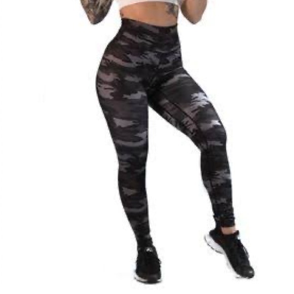 Camouflage ➰ ladies green full length scrunch bum high waisted leggings S - Picture 4 of 5